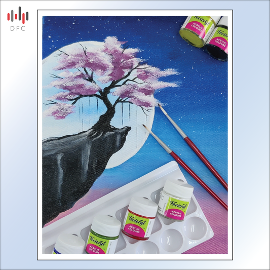 Acrylic Painting Hobby Kit (4 x Canvas Boards, Acrylic Colors, Paint Brushes and Color Pallet)