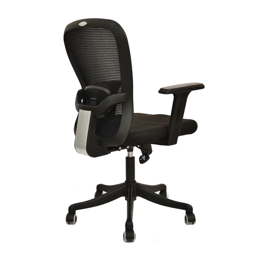 Aster Mid Back Mesh Office Chair with Adjustable Arms  (Black)